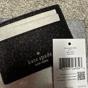 kate spade black glitter card case